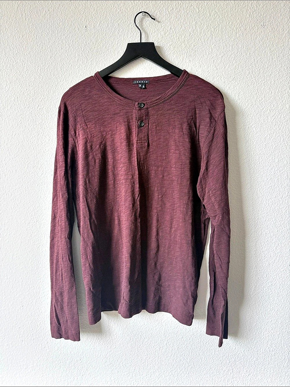 Theory Men's Cotton Henley maroon Size Medium